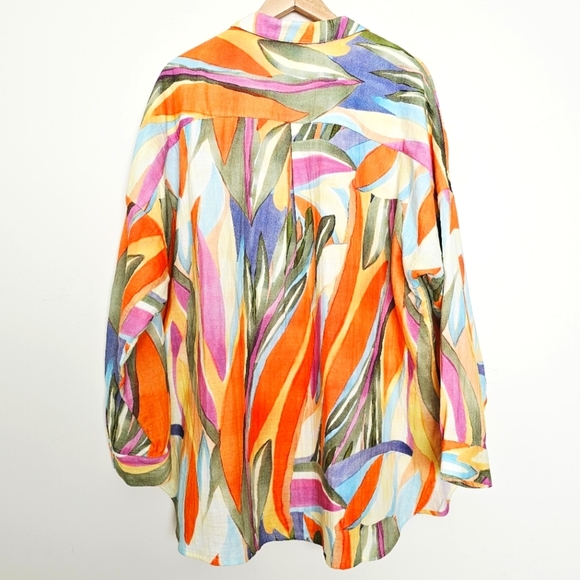 Soft Surroundings 100% Cotton Colorful Abstract Button-Up Women's Shirt Size 1X - Picture 6 of 6